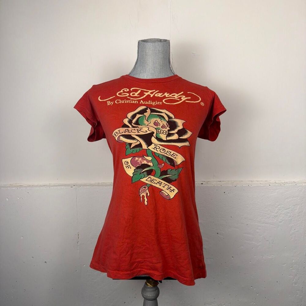 Y2K Red Ed Hardy Tee